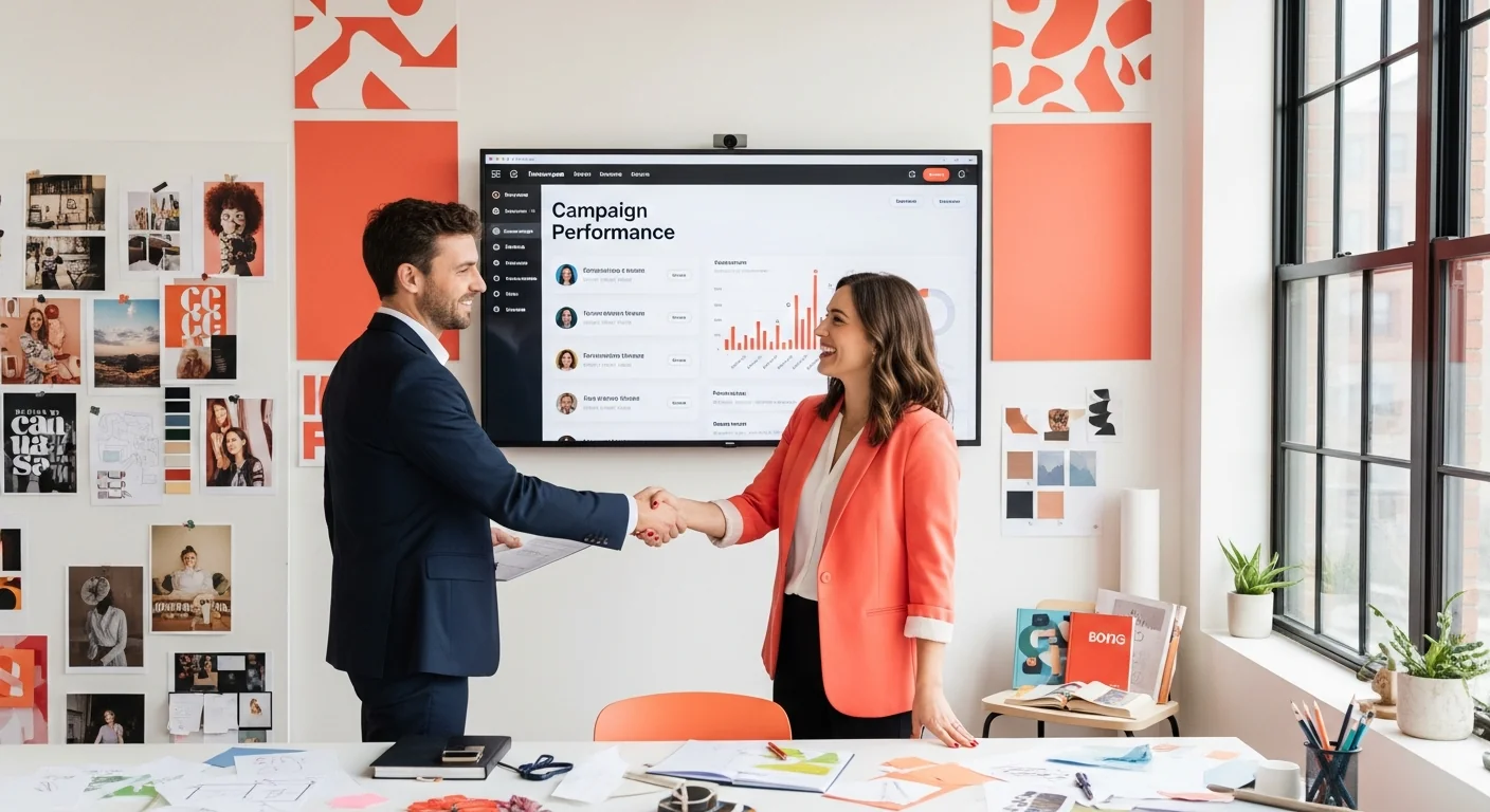 Meeting between an Instagram influencer and a digital marketing agency